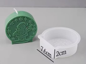 Molde silicona circulo labrado duende con copos de nieve 